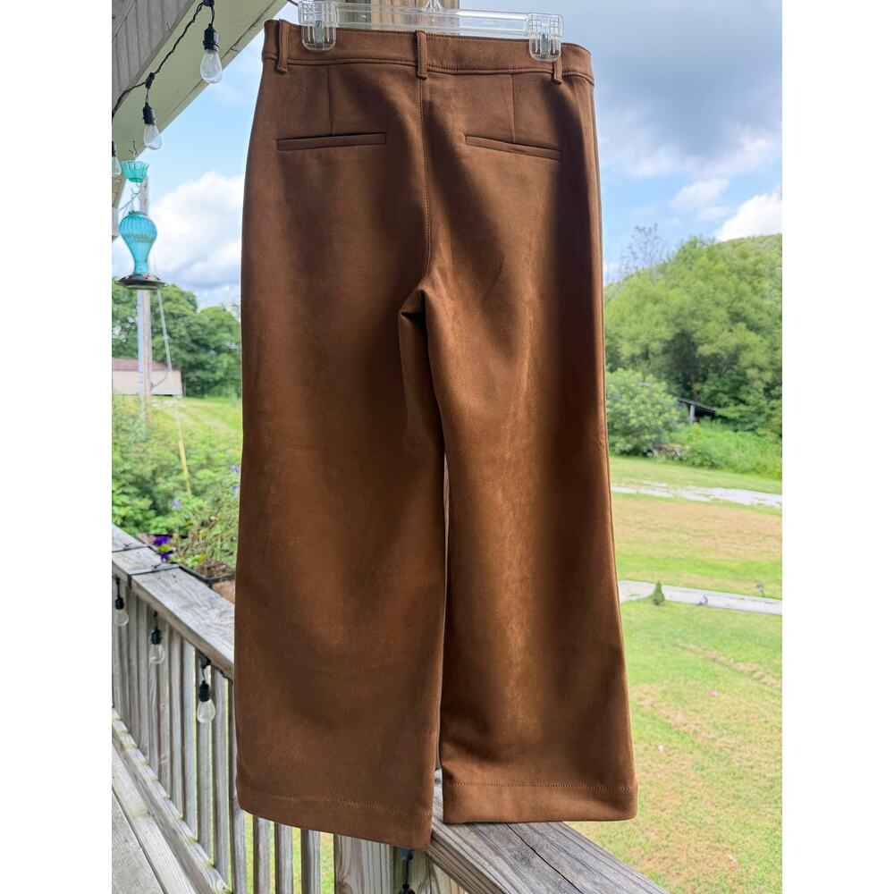 LOFT The Palmer Boho Western Chic Faux Suede Cognac Brown Wide Leg Pants Size 6 - Picture 6 of 13